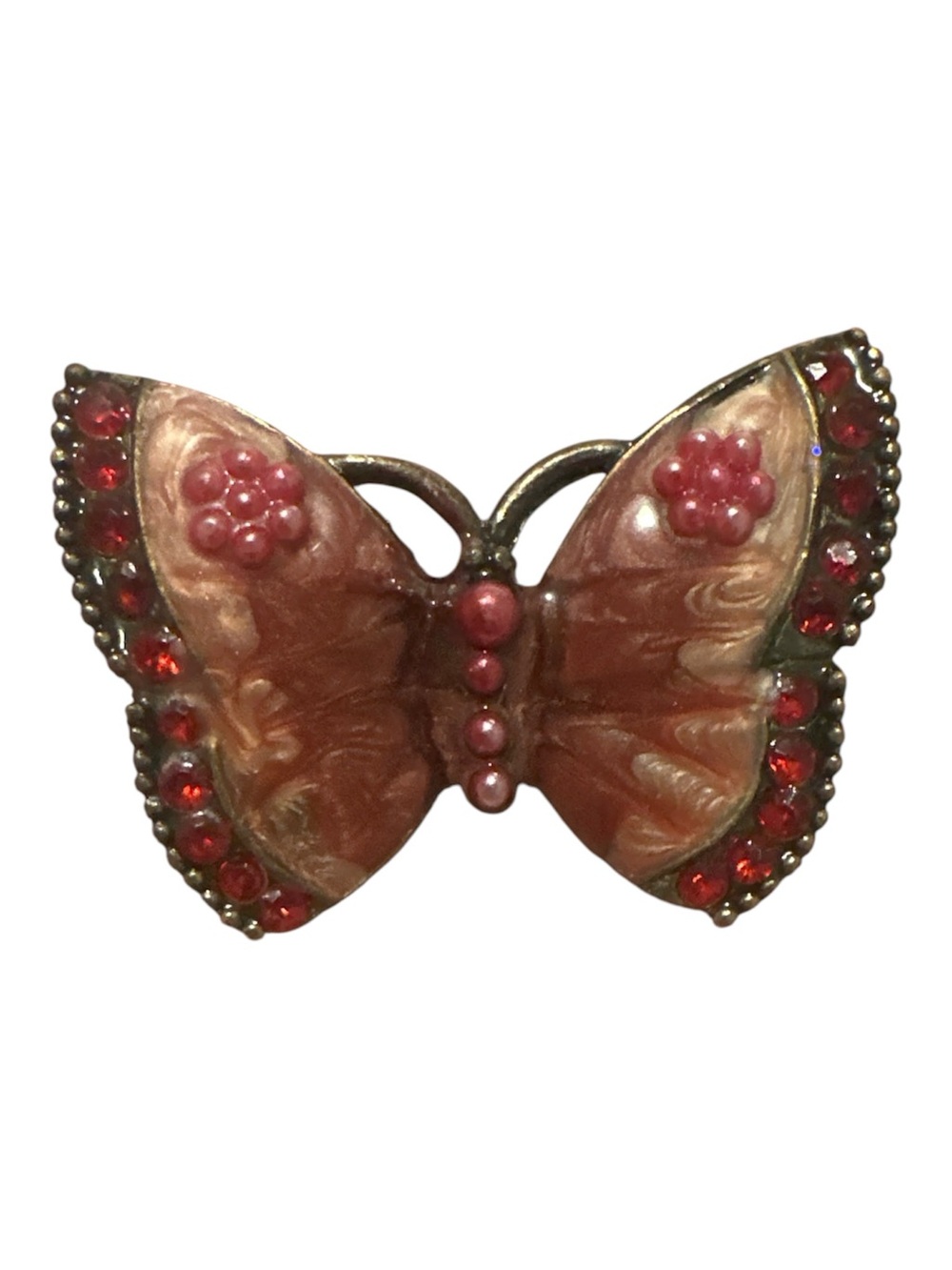 Vintage Enamel Butterfly Brass Brooch